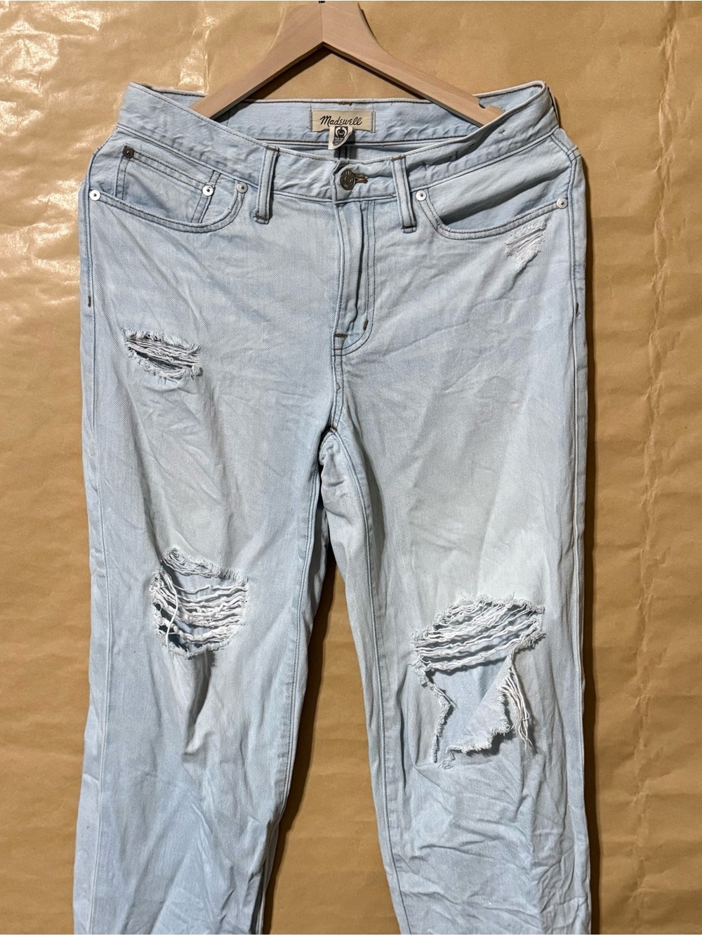 Madewell The Slouchy Boyjean Distressed Light Wash Jeans 27P Petite